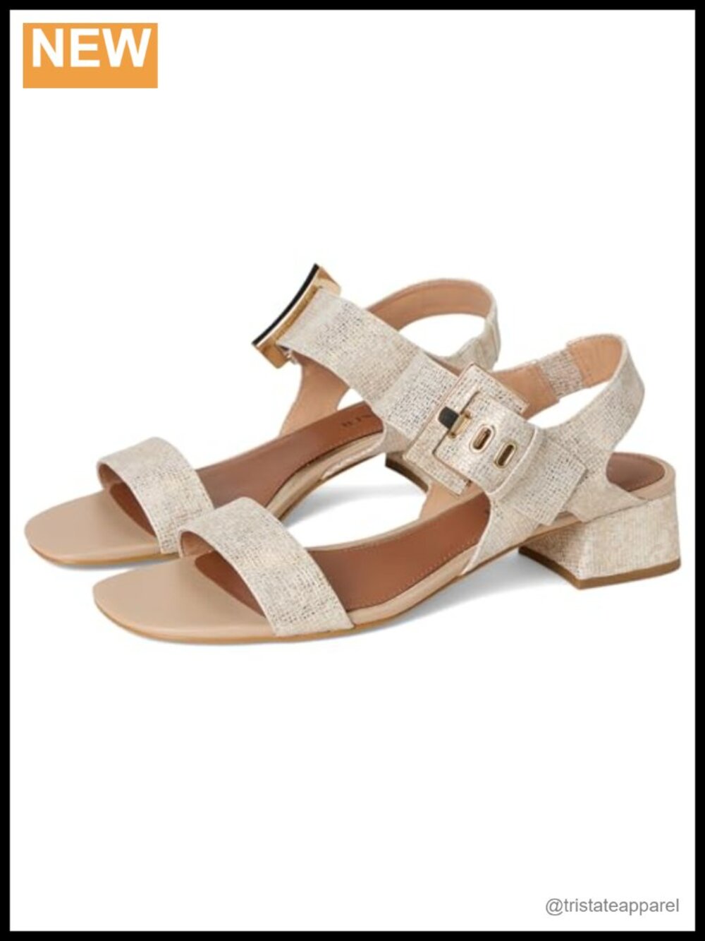 Block Heel Ankle Strap Sandals Memory Foam Insole Buckle Closure